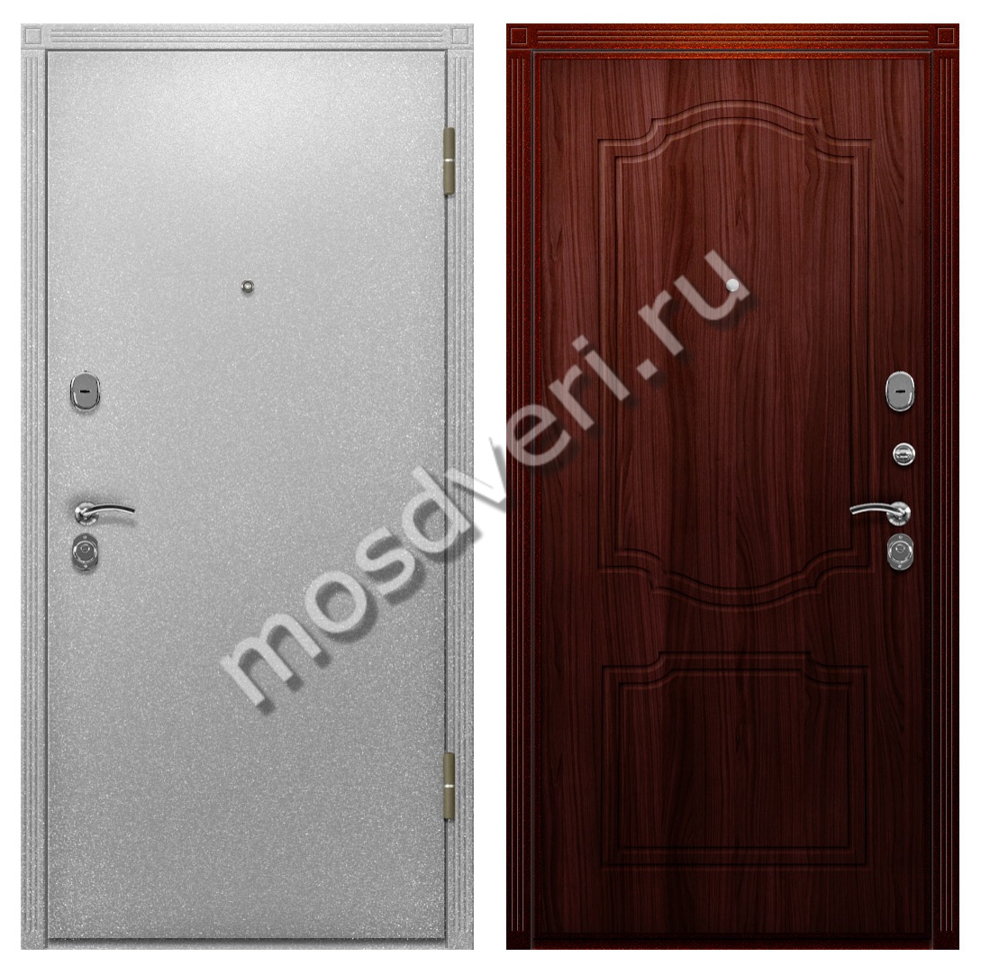 Порошковая дверь в квартиру с МДФ под красное дерево - купить от производителя Мосдвери Порошковая дверь в квартиру с МДФ под красное дерево