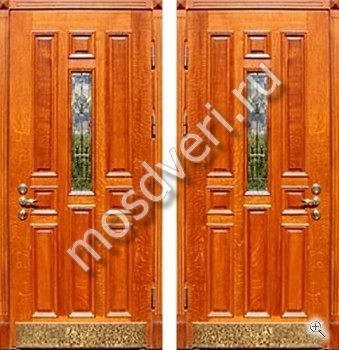 Элитная парадная дверь из массива дуба с бампером, стеклом и ковкой - купить от производителя Мосдвери Элитная парадная дверь из массива дуба с бампером, стеклом и ковкой