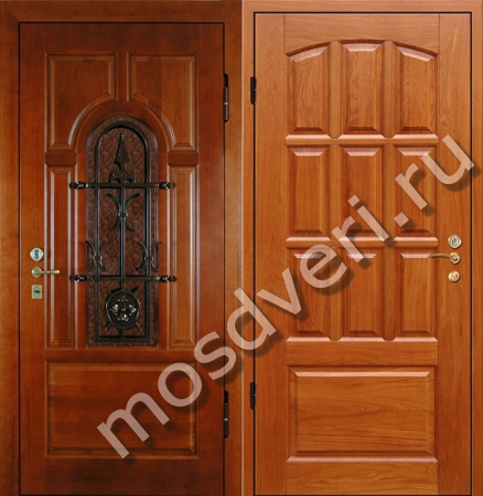 Дверь с филенчатым МДФ с кованой решеткой - купить от производителя Мосдвери Дверь с филенчатым МДФ с кованой решеткой